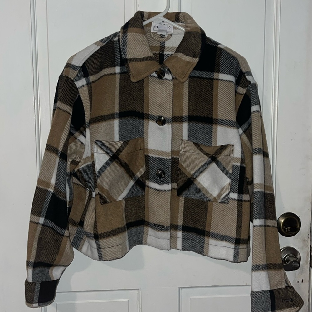 Flannel crop jacket